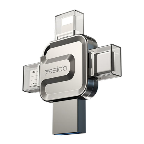 YESIDO FL15 16GB U Disk USB3.0 Flash Drive 4-in-1 Memory Stick for iOS Android Phone Tablet PC