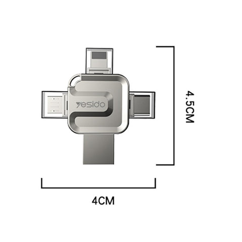 YESIDO FL15 16GB U Disk USB3.0 Flash Drive 4-in-1 Memory Stick for iOS Android Phone Tablet PC