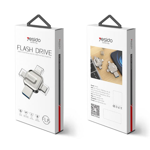 YESIDO FL15 16GB U Disk USB3.0 Flash Drive 4-in-1 Memory Stick for iOS Android Phone Tablet PC