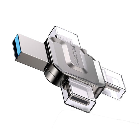 YESIDO FL15 16GB U Disk USB3.0 Flash Drive 4-in-1 Memory Stick for iOS Android Phone Tablet PC