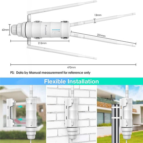 WAVLINK WS-WN572HP3-A Outdoor WiFi Extender AC1200 Dual Band Weatherproof Wireless Router with PoE, Giga Ports