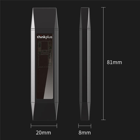 LENOVO THINKPLUS TU203 256GB Thumb Drive Photo Data Storage Stick USB+Type-C Flash Drive for MacBook Phones Tablets