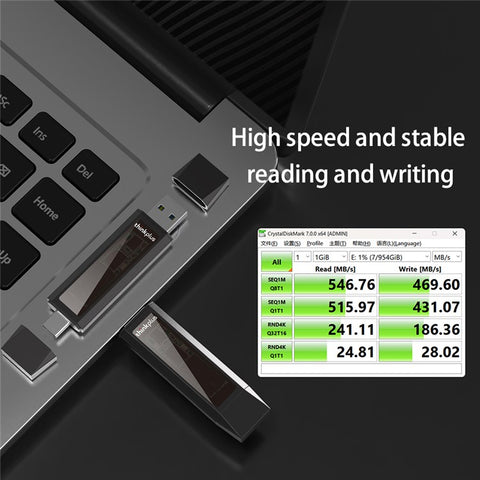 LENOVO THINKPLUS TU203 256GB Thumb Drive Photo Data Storage Stick USB+Type-C Flash Drive for MacBook Phones Tablets