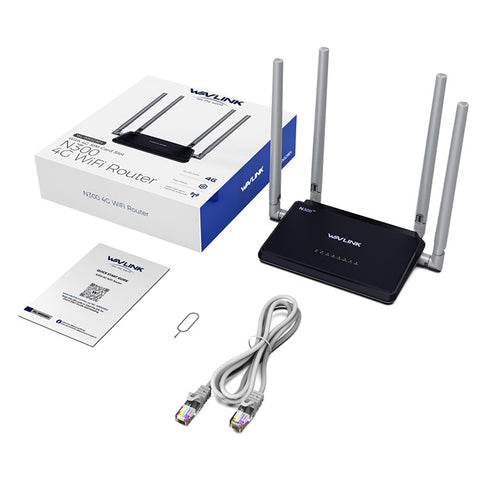 WAVLINK WL-WN529E4 SIM Card Slot N300 4G Wireless Router Ultimate High-Speed Mobile Router with Folding 5dBi Antennas