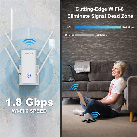 WAVLINK WN583AX1 AX1800 WiFi6 1.8Gbps Dual Band WiFi Booster Wireless Router with Ethernet Port