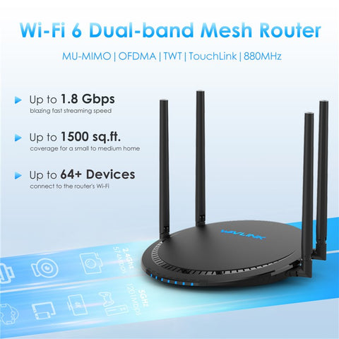 WAVLINK WN531AX2 WiFi 6 Repeater AX1800 Dual Band Gigabit Wireless Internet Router