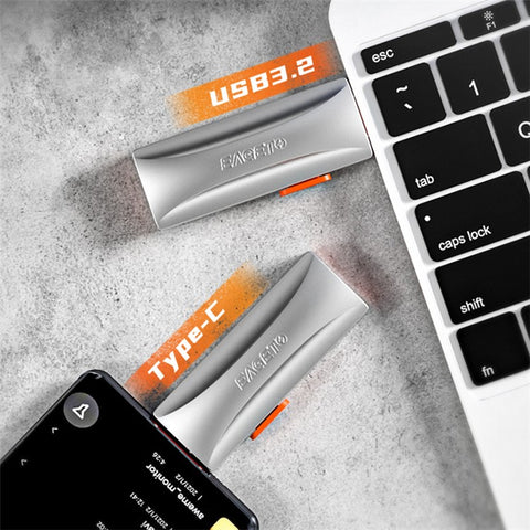 EAGET SU33 256GB 2-in-1 USB3.2 Gen2 / Type-C U-Disk 550Mb / s Zinc Alloy Flash Disk