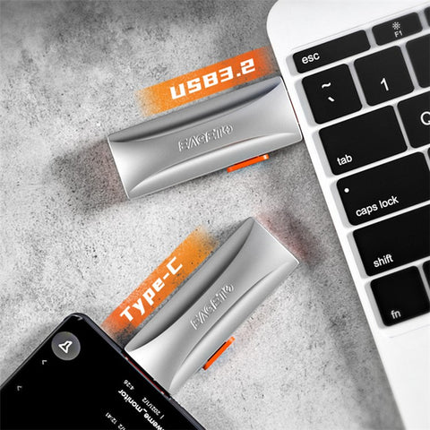 EAGET SU33 1TB 2-in-1 USB3.2 Gen2 / Type-C U-Disk 550Mb / s Read Speed Zinc Alloy Flash Disk