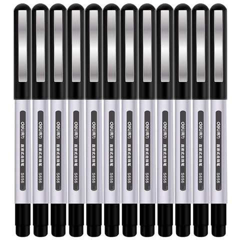 DELI S656 12-Pack Roller Ball Pens 0.5mm Liquid Ink Writing Pen for Students