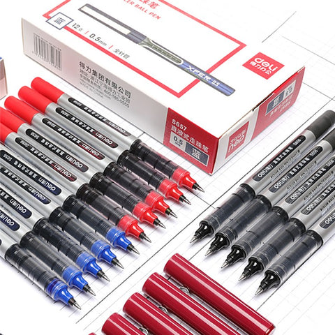 DELI S656 12-Pack Roller Ball Pens 0.5mm Liquid Ink Writing Pen for Students