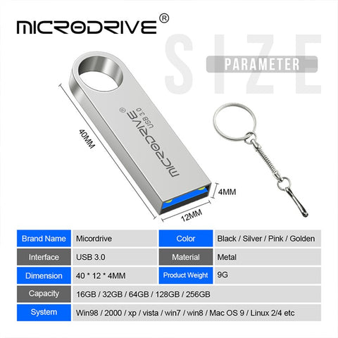 MICRODRIVE E9 128GB Metal U-disk High Speed USB 3.0 Computer Flash Drive