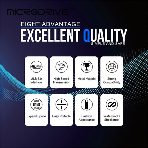 MICRODRIVE E9 128GB Metal U-disk High Speed USB 3.0 Computer Flash Drive
