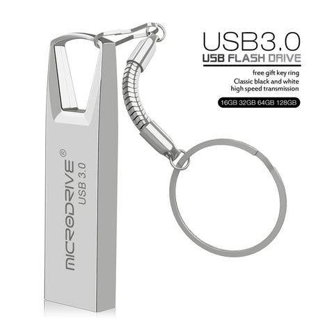 MICRODRIVE 128GB Mini Flash Drive High Speed USB 3.0 Metal U-Disk with Key Ring