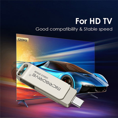 MICRODRIVE MDTU21 256GB Flash Drive 2-in-1 USB 3.0 + Type-C Rotating Metal U-Disk
