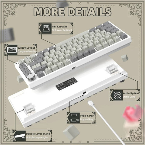 ATTACK SHARK K85 Type-C Wired Mechanical Keyboard Wired 82 Keys Magnetic Switch RGB Gaming Keyboard