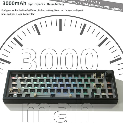 LMK66 Wireless+USB Wired+Bluetooth-compatible Mechanical Keyboard Kit with RGB Backlight