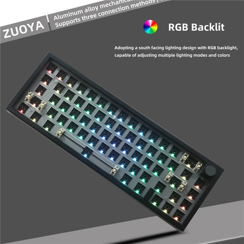 LMK66 Wireless+USB Wired+Bluetooth-compatible Mechanical Keyboard Kit with RGB Backlight
