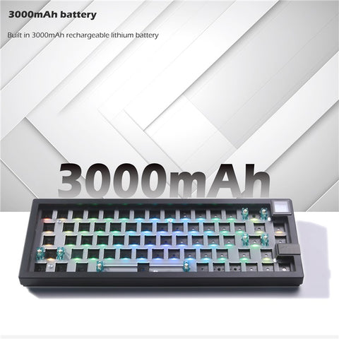 GMK67-S Hot Swappable Wireless+Wired+Bluetooth-compatible Keyboard Kit with Screen, RGB Backlight