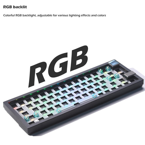 GMK67-S Hot Swappable Wireless+Wired+Bluetooth-compatible Keyboard Kit with Screen, RGB Backlight