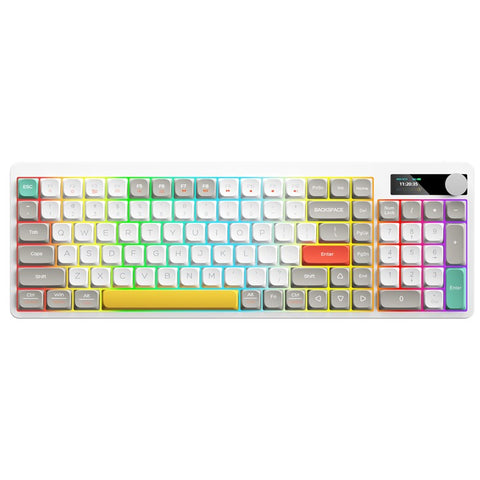 IBLANCOD YK100 Bluetooth / Wired / 2.4G Wireless Keyboard RGB Backlit 101-Key Mechanical Keyboard with Display Screen