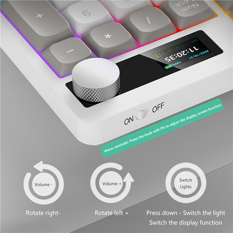 IBLANCOD YK100 Bluetooth / Wired / 2.4G Wireless Keyboard RGB Backlit 101-Key Mechanical Keyboard with Display Screen