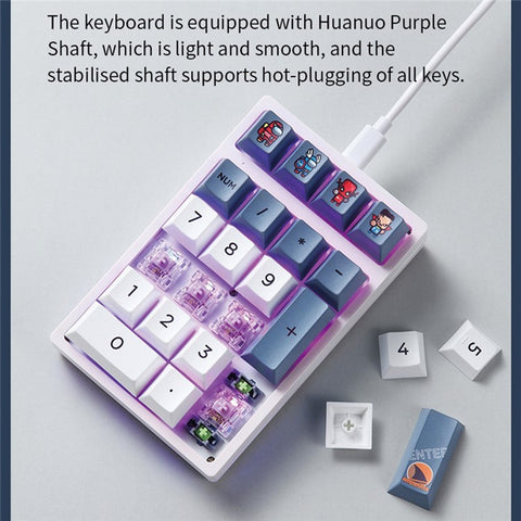 DARMOSHARK K3QMK USB Wired 21 Keys Numeric Keypad Mini Portable RGB Backlight Mechanical Gaming Number Pad  Programmable for Computers