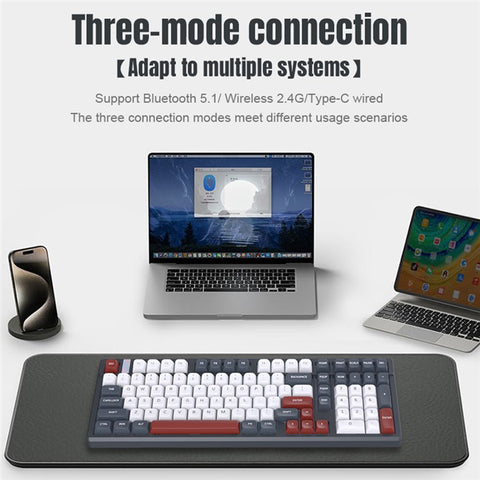 Y-FRUITFUL K102 102 Keys Tri-mode Keyboard Gasket Structure Mechanical Gaming Keyboard with RGB Light