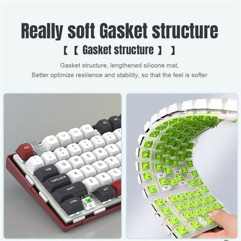 Y-FRUITFUL K102 102 Keys Tri-mode Keyboard Gasket Structure Mechanical Gaming Keyboard with RGB Light