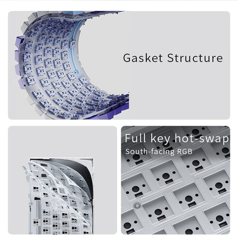 AJAZZ AK820pro Wireless Mechanical Keyboard Bluetooth-compatible Tri-Mode with Flying Fish Switches 81 Keys RGB Backlit Keyboard