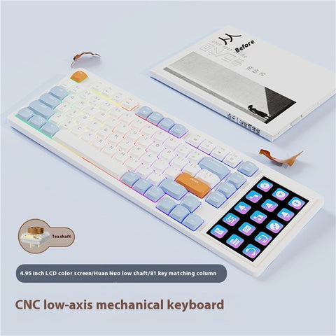 AJAZZ AKP815 81 Keys Low Profile Mechanical Keyboard with 4.95 Inch LCD Color Screen RGB Light Wired Keyboard