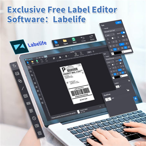 PHOMEMO D520-BT Inkless Thermal Printer Mailing Label Bluetooth-compatible Printer, US Plug