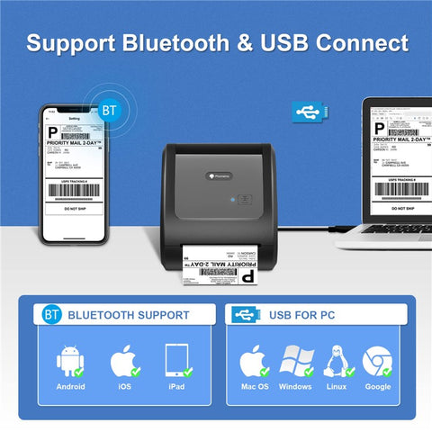 PHOMEMO D520-BT Inkless Thermal Printer Mailing Label Bluetooth-compatible Printer, US Plug