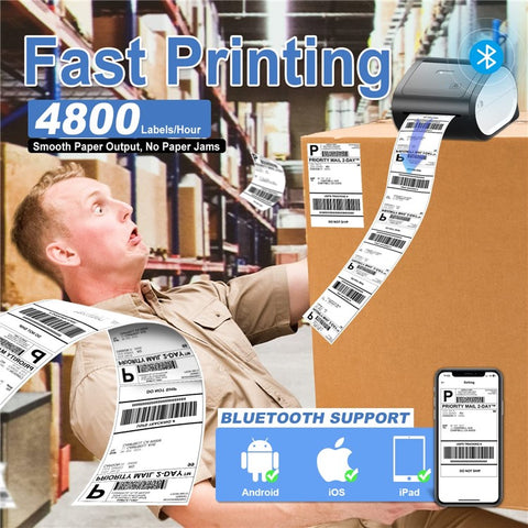 PHOMEMO D520-BT Inkless Thermal Printer Mailing Label Bluetooth-compatible Printer, US Plug