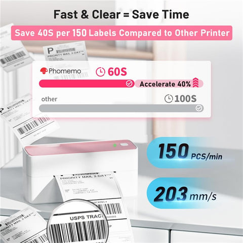 PHOMEMO PM241-BT 203DPI Inkless Thermal Printer Bluetooth-compatible Label Printer