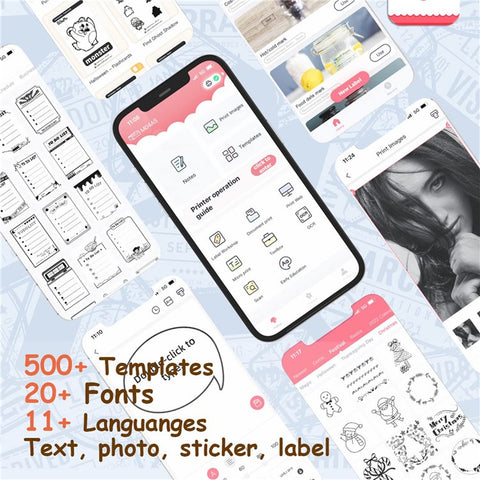 PHOMEMO M04AS Mini Bluetooth-compatible Thermal Printer Wireless Inkless Photo Label Notes Printer