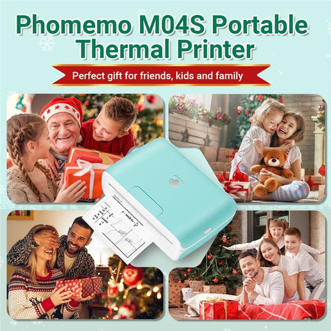 PHOMEMO M04S Mini Bluetooth-compatible Inkless Thermal Printer Wireless Photos Labels Notes Printer