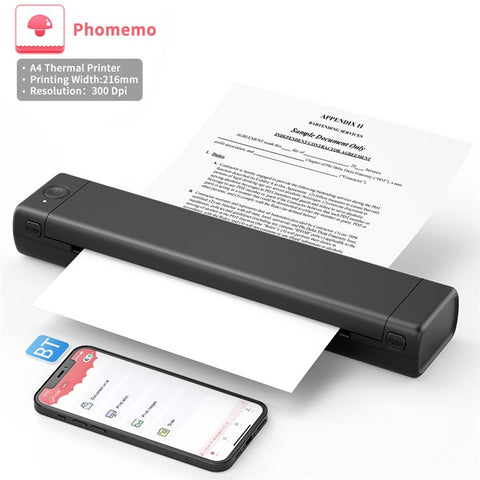 PHOMEMO M08F Bluetooth-compatible Inkless Thermal Printer Document Contract A4 Paper Printer, A4 Version / 210mm Print Width