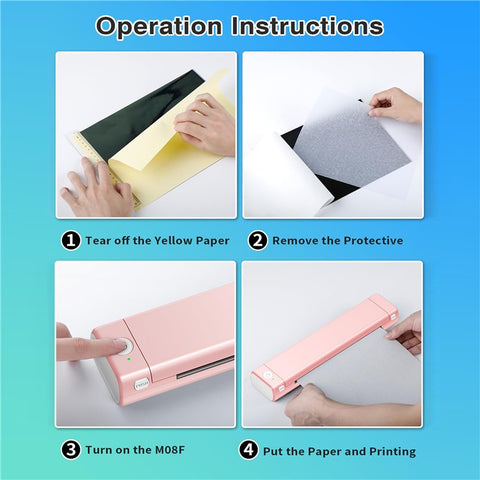 PHOMEMO M08F Thermal Printer Portable Bluetooth-compatible Inkless Printer, Tattoo Version / 216mm Print Width