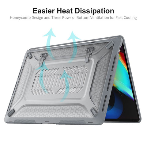 ENKAY HAT PRINCE for MacBook Pro 16 inch (2019) A2141 (EU Version) Hard PC Shock-Absorbing Cover Kickstand Protective Laptop Case Shell with TPU Keyboard Film + Anti-Dust Plugs