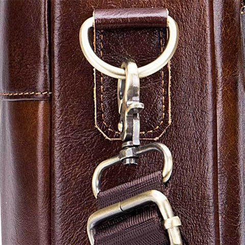 BULLCAPTAIN 044 Top-Layer Cowhide Leather Messenger Bag Large Crossbody Bag 16-Inch Laptop Tote Handbag Business Briefcase