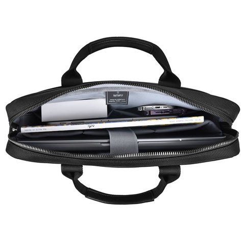 WIWU Hali 15.6-Inch Notebook Computer Handbag Laptop Shoulder Bag Polyester+PU Leather Crossbody Bag