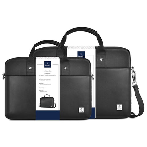 WIWU Hali 15.6-Inch Notebook Computer Handbag Laptop Shoulder Bag Polyester+PU Leather Crossbody Bag