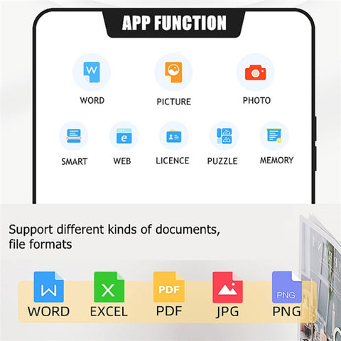 A4 Mini Phone Bluetooth-compatible USB Connection Inkless Printer Rechargeable ABS Thermal Photo Printer with 50 Print Papers