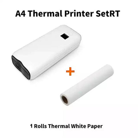 A4 Mini Phone Bluetooth-compatible USB Connection Inkless Printer Rechargeable ABS Thermal Photo Printer with 50 Print Papers