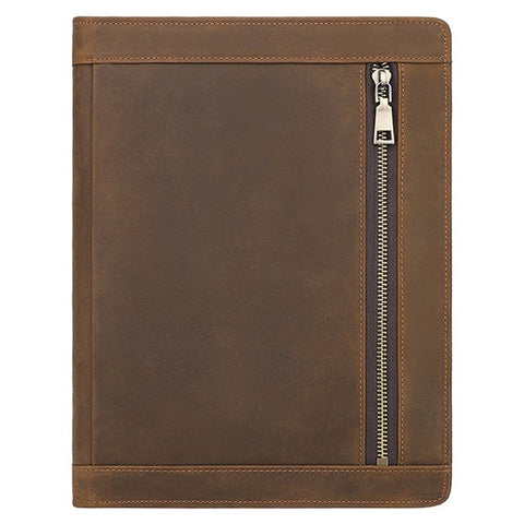 A0014 11-inch Tablet Sleeve Pouch Retro First Layer Cowhide Tablet Zipper Protective Bag