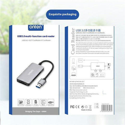 ONTEN 8107 USB 3.0 High Speed Card Reader CF SD TF Cards Simultaneous Reading Aluminum Alloy Adapter