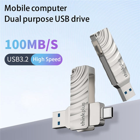 LENOVO THINKPLUS MU232 256GB for iPhone 15 Series USB+Type-C Flash Drive Thumb Drive Photo Data Storage Stick for MacBook Phones Tablets