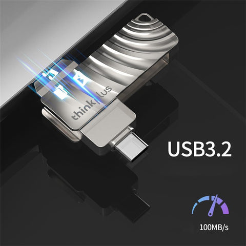 LENOVO THINKPLUS MU232 256GB for iPhone 15 Series USB+Type-C Flash Drive Thumb Drive Photo Data Storage Stick for MacBook Phones Tablets