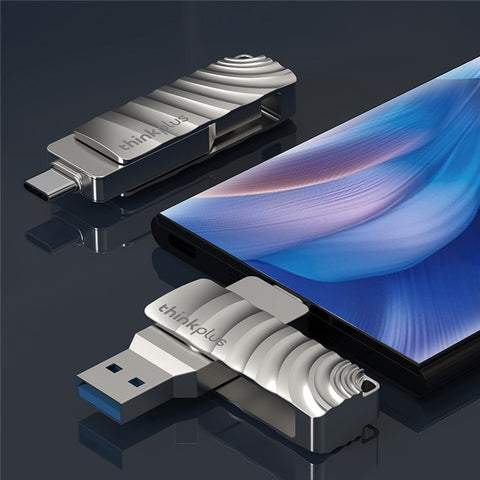 LENOVO THINKPLUS MU232 256GB for iPhone 15 Series USB+Type-C Flash Drive Thumb Drive Photo Data Storage Stick for MacBook Phones Tablets