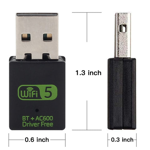 USB WiFi Bluetooth-compatible Adapter 600Mbps 2.4/5Ghz Dual Band Wireless Ethernet Receiver Mini USB WiFi Dongle for Desktop PC/Laptop